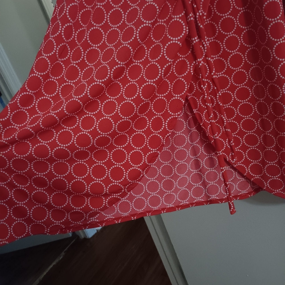 Banana Republic Women Orange Small Wrap Dress Geometric Print Knee Length - Picture 7 of 9